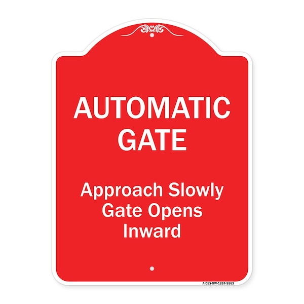 Automatic Gate Approach Slowly Gate Opens Inward Heavy-Gauge Aluminum Sign, 24" x 18", RW-1824-9863